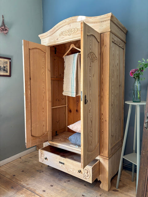Antiker Dänischer Steckschrank | Weichholz naturbelassen | 199 cm