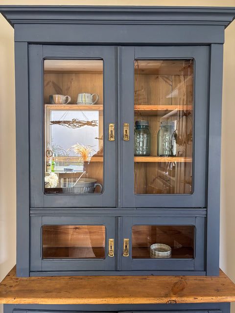 Antikes Vintage Küchenbuffet | Smoke Kreidefarbe | 195 cm