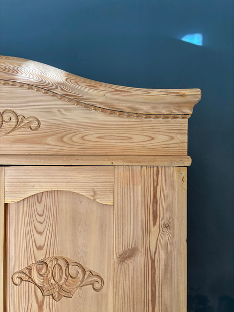 Antiker Dänischer Steckschrank | Weichholz naturbelassen | 199 cm