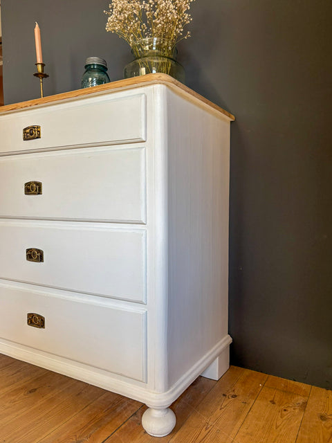 Vintage Weichholz Kommode | Kreidefarbe White Lily (weiß)