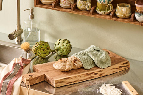 Ib Laursen Geschirrtuch Walter natur mit rostfarbenen und grauen Streifen (50x70cm)