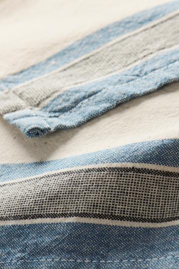Ib Laursen Geschirrtuch Walter natur mit blauen und grauen Streifen (50x70cm)