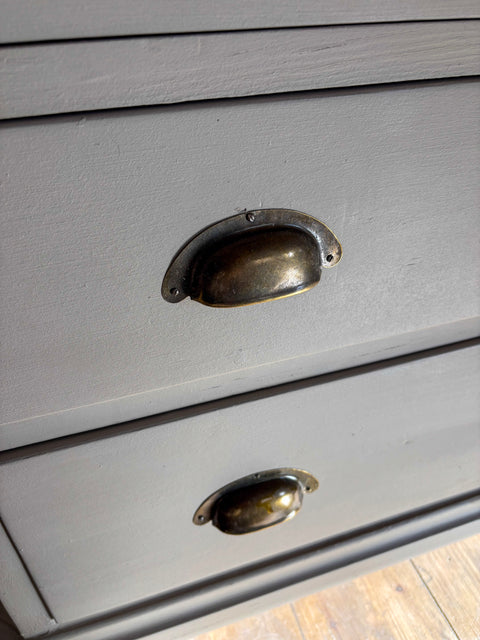 Vintage Weichholz-Sideboard/Kommode mit Naturholzplatte | Kreidefarbe Tundra (dunkelbeige) - Weingärtners Genusshandwerk