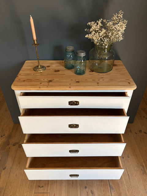 Vintage Weichholz Kommode | Kreidefarbe White Lily (weiß)