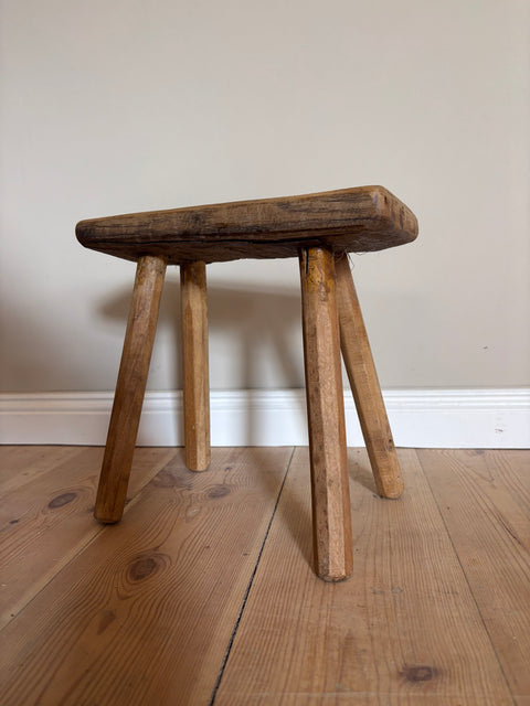 Antiker Hocker / Schemel #5 | Weichholz Vintage | helle Naturtöne