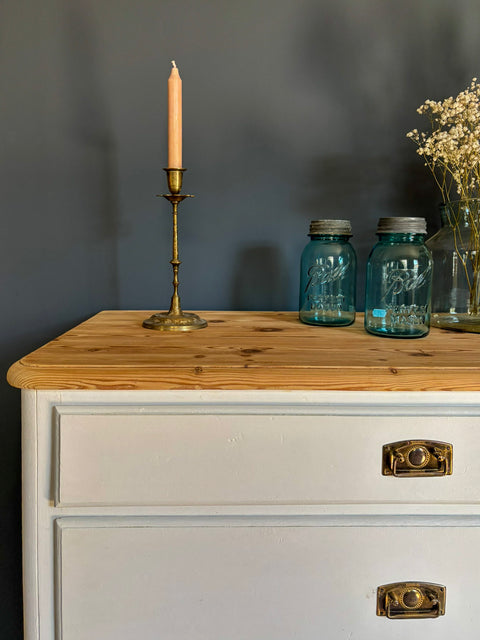 Vintage Weichholz Kommode | Kreidefarbe White Lily (weiß)