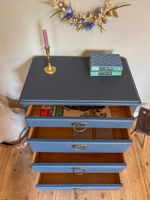 Kleine Vintage Kommode | Kreidefarbe Smoke (dunkelblau/grau)
