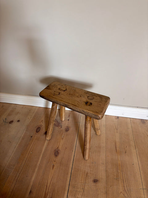 Antiker Hocker / Schemel #5 | Weichholz Vintage | helle Naturtöne