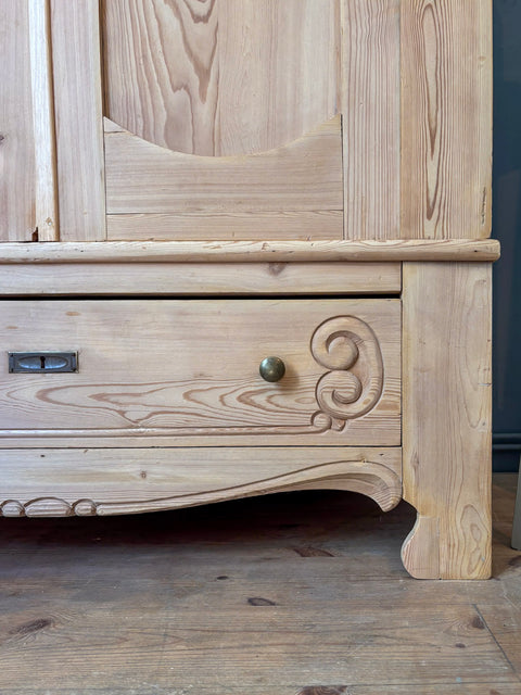 Antiker Dänischer Steckschrank | Weichholz naturbelassen | 199 cm