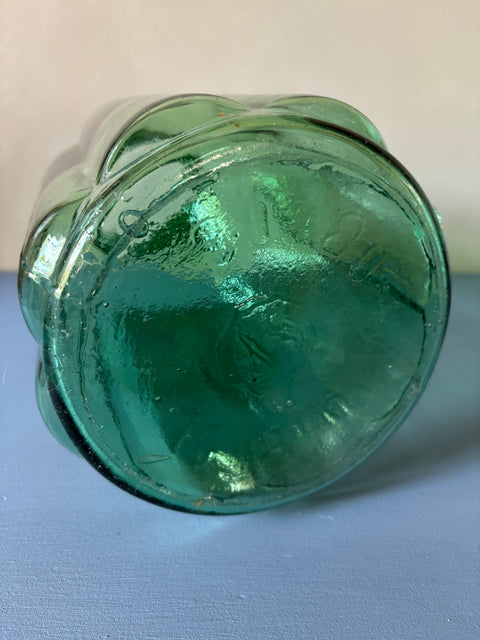 Vintage Glas Vase  grob geriffelt grün