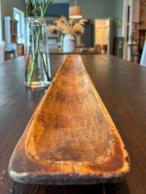 Antike Backmolle aus Holz | Lange Holzmulde | gereinigt & gewachst