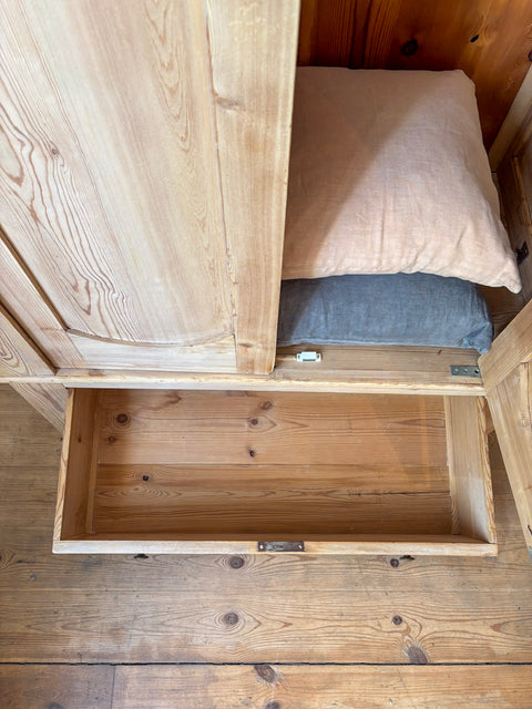 Antiker Dänischer Steckschrank | Weichholz naturbelassen | 199 cm