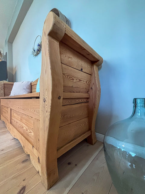 Antike Landhaus Truhenbank | Massivholz naturbelassen | 205 cm