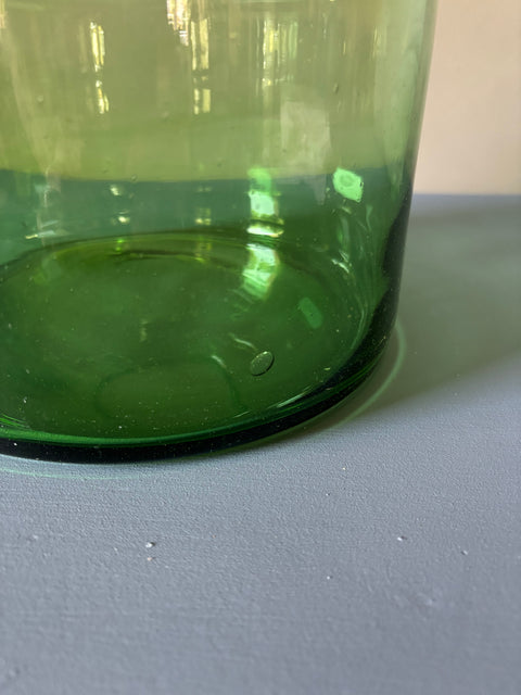 Vintage Glas Vase bauchig grün