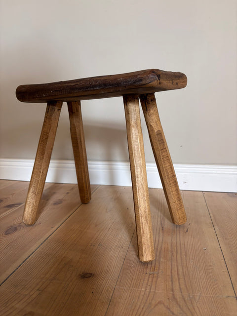Antiker Hocker / Schemel #3 | Weichholz Vintage | warmbraune Patina