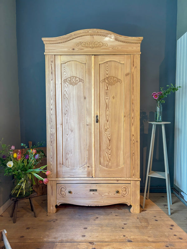 Antiker Dänischer Steckschrank | Weichholz naturbelassen | 199 cm