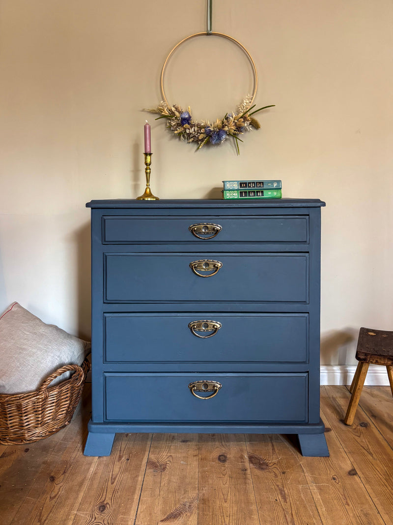 Kleine Vintage Kommode | Kreidefarbe Smoke (dunkelblau/grau)