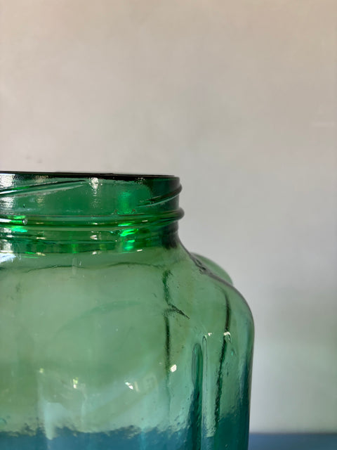 Vintage Glas Vase  grob geriffelt grün