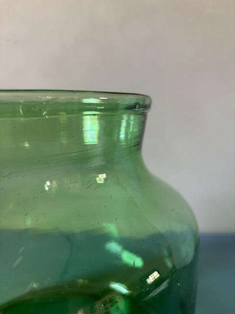 Vintage Glas Vase bauchig grün