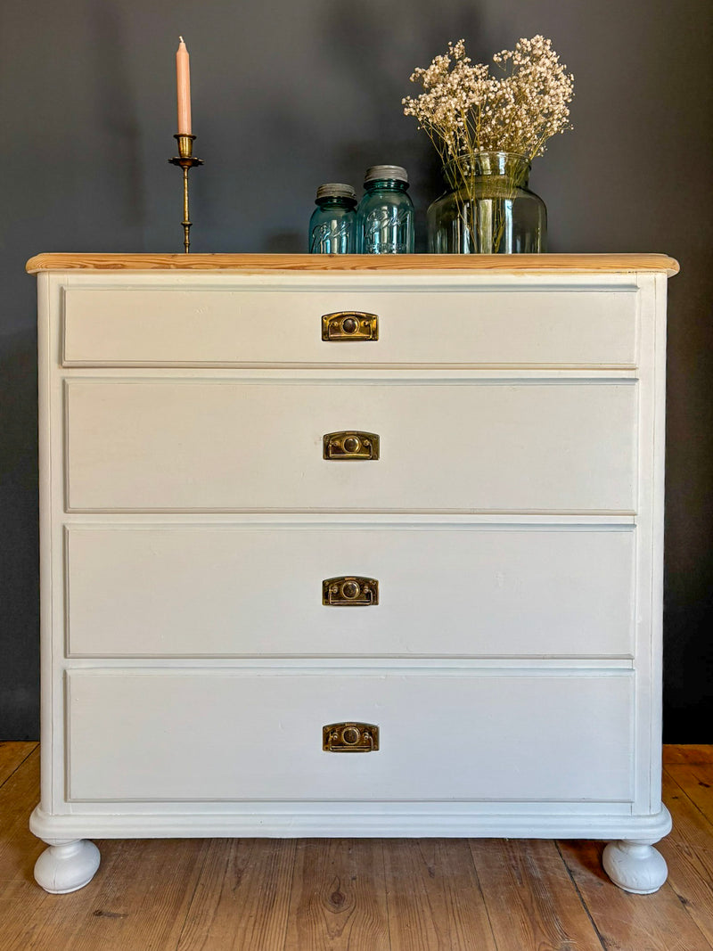 Vintage Weichholz Kommode | Kreidefarbe White Lily (weiß)