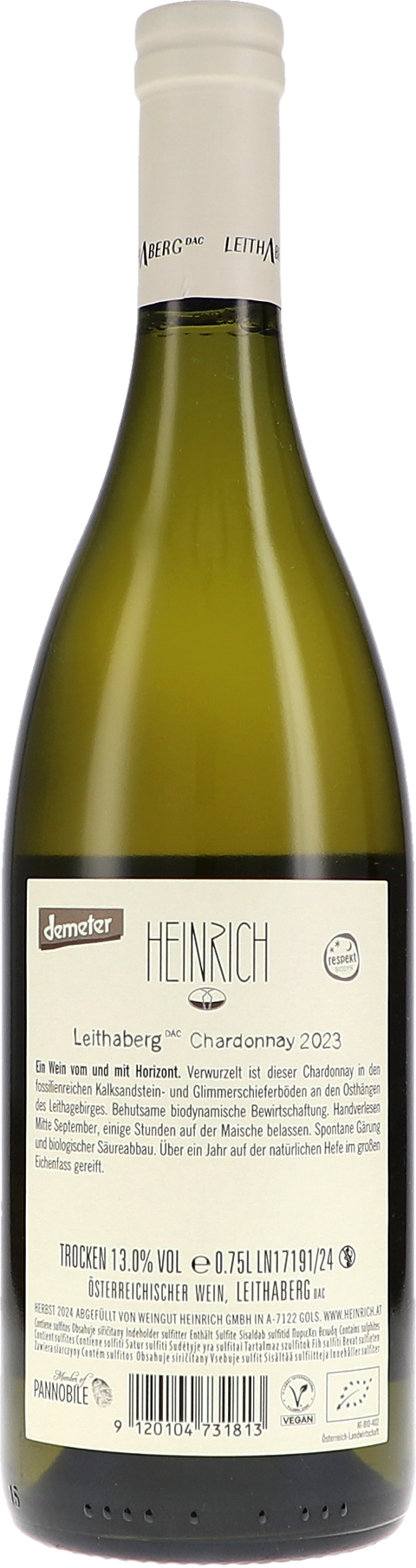 Heinrich Chardonnay Leithaberg DAC 2023 BIO Rücketikett