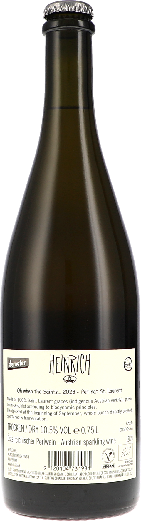 Heinrich PetNat "oh when the saints" 2023 BIO Rücketikett