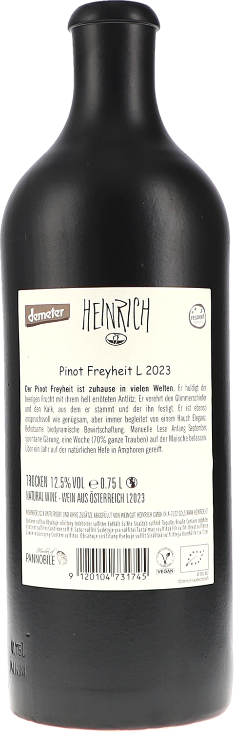 Heinrich Pinot Freyheit 2023 BIO Rücketikett