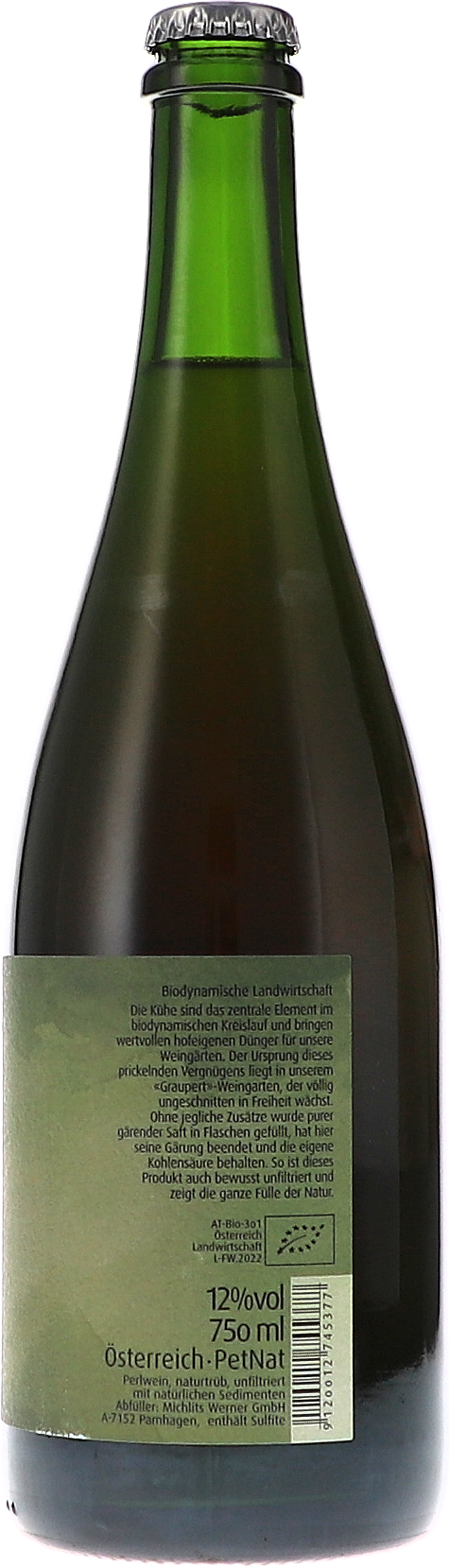 Meinklang Foam Weiß, Petnat 2022 BIO Rücketikett