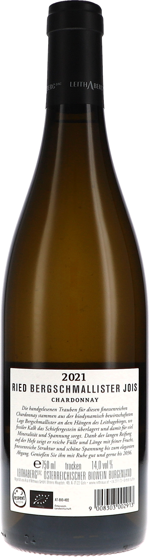 Nittnaus Anita & Hans Ried Bergschmallister Jois, Leithaberg DAC 2021 BIO Rücketikett