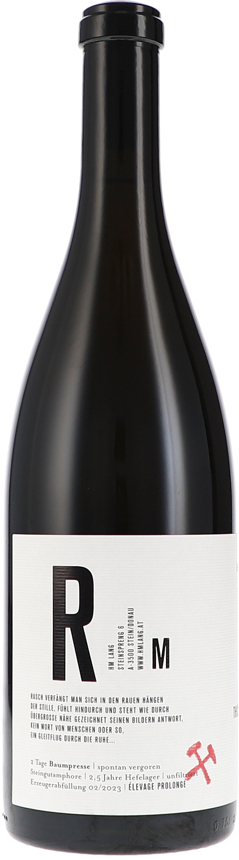 HM Lang "Riesling Riede Steiner Schreck ""This is not a love song""" 2020 BIO Rücketikett