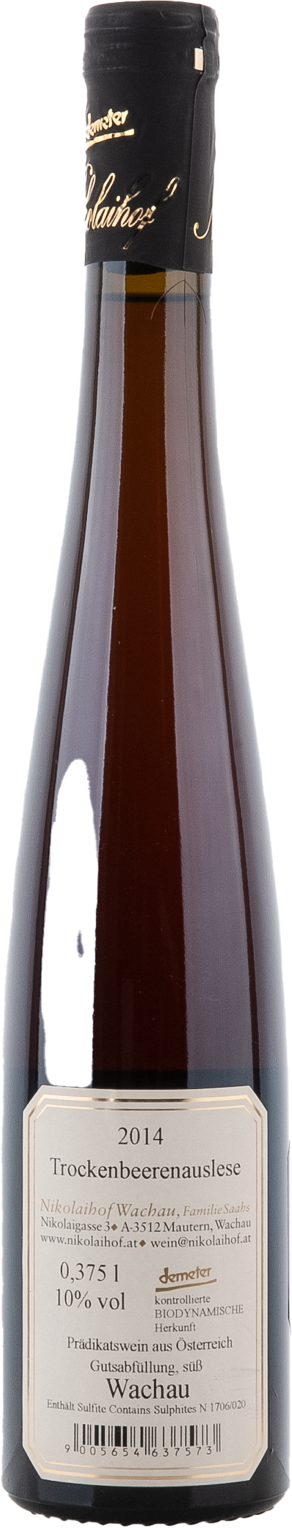 Nikolaihof Trockenbeerenauslese, 6 Jahre im Holzfass gereift 2014 0,375L Rücketikett