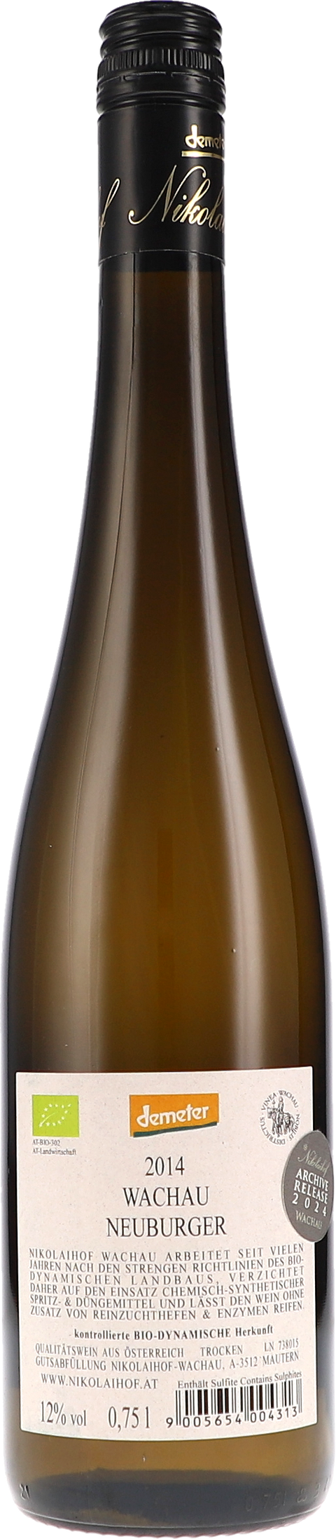 Nikolaihof Neuburger trocken 2014 BIO Rücketikett