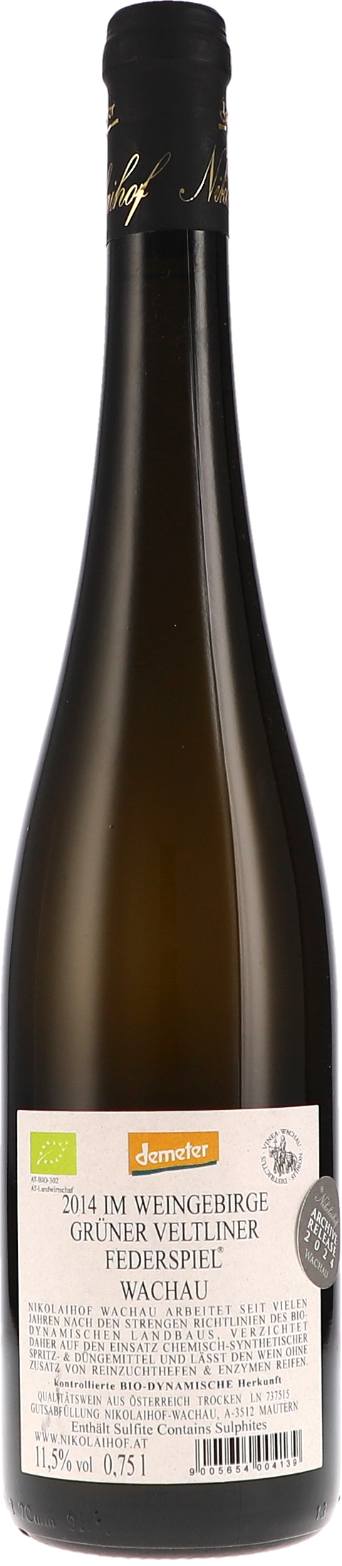 Nikolaihof Im Weingebirge, Grüner Veltliner Federspiel trocken 2014 BIO