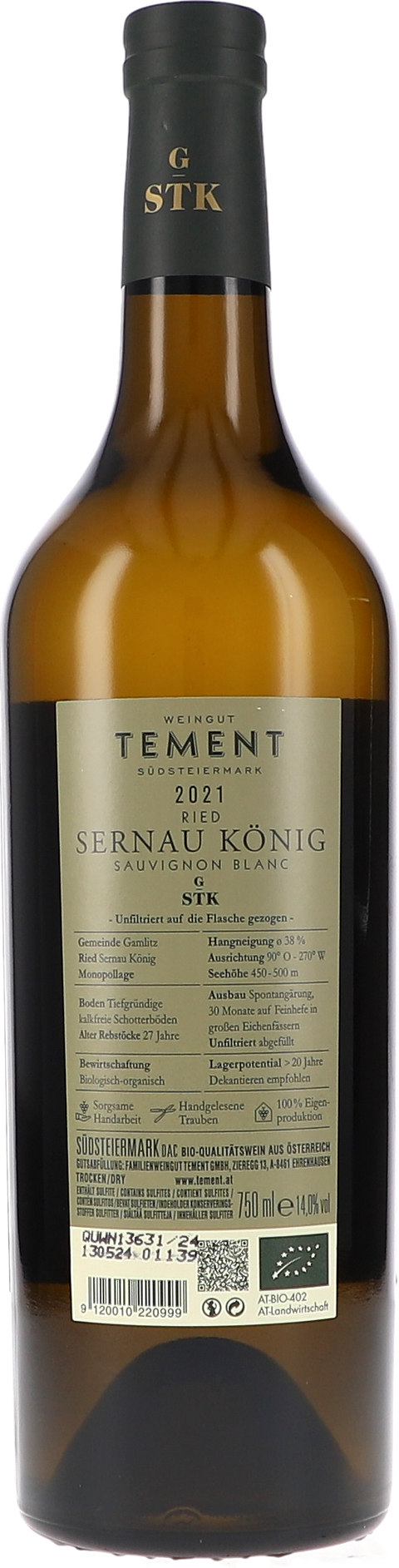 Tement Ried Sernau König Sauvignon Blanc, Große STK Lage 2021 BIO Rücketikett
