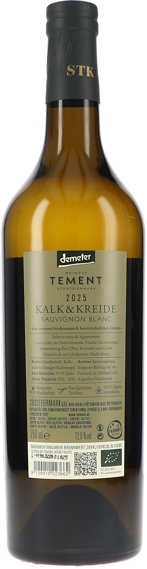 Tement "Sauvignon Blanc ""Kalk & Kreide"" Südsteiermark DAC" 2025 BIO Rücketikett