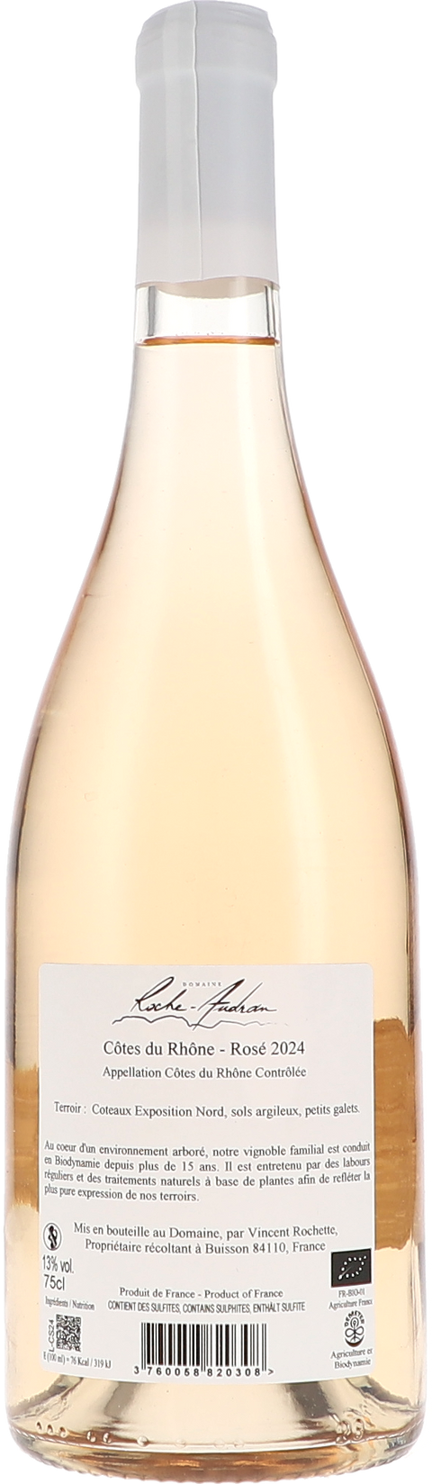 Roche-Audran Côtes du Rhône Rosé AOC 2024 BIO