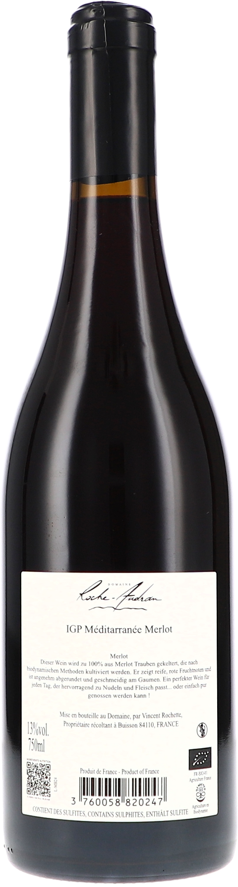 Roche-Audran Merlot, IGP Méditerranée 2024 BIO
