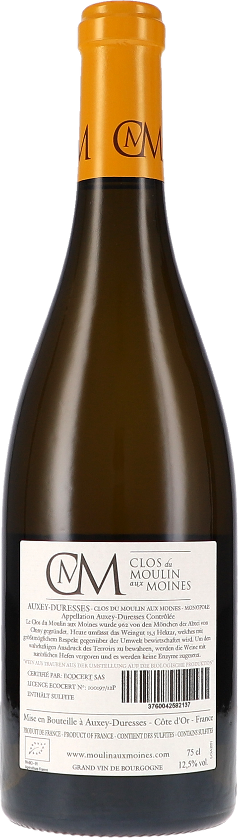Clos du Moulin aux Moines Auxey-Duresses "Moulin aux Moines" Monopole blanc 2021 BIO Rücketikett