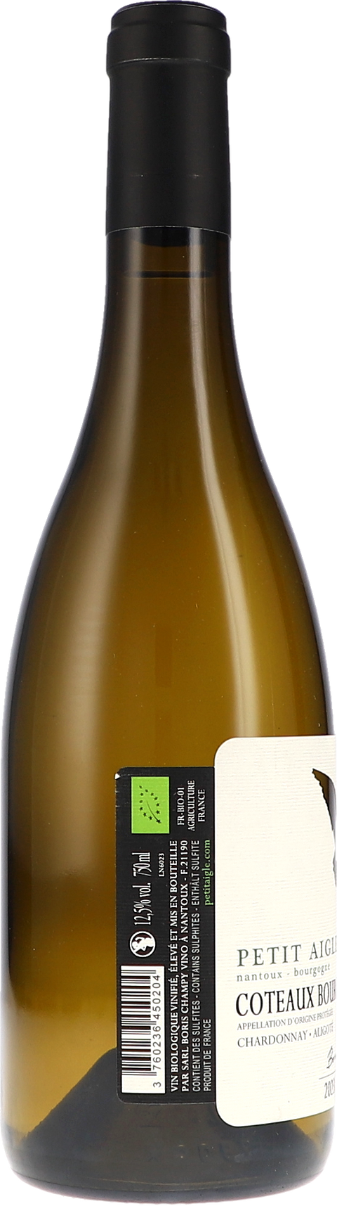 Boris Champy Petit Aigle, Coteaux Bourguignons Chardonnay & Aligoté AOP 2023 BIO Rücketikett