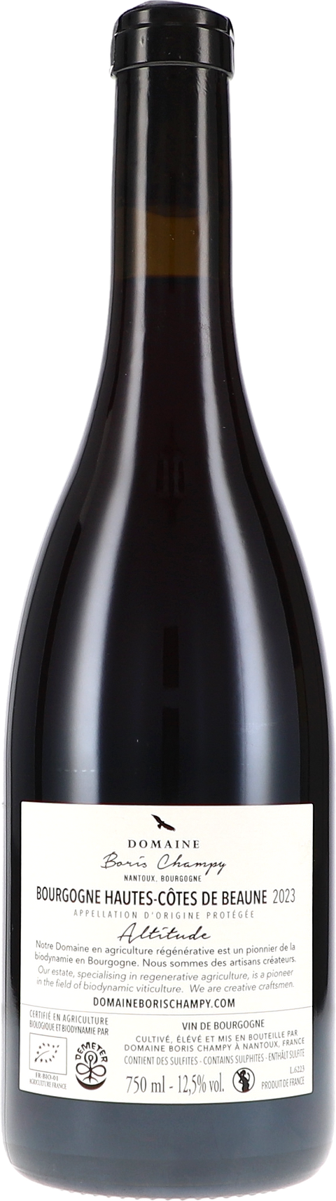 Boris Champy Bourgogne Hautes-Côtes de Beaune rouge, Altitude AOP 2023 BIO Rücketikett