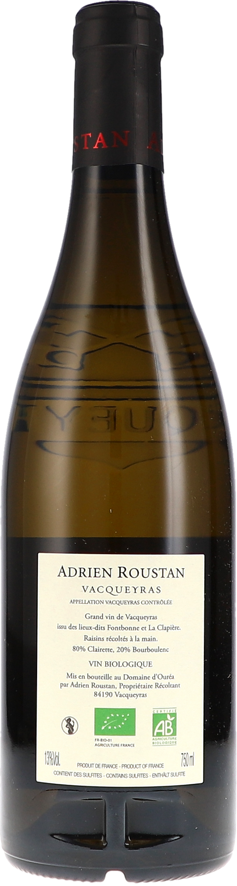 d'Ouréa Vacqueyras blanc AOC 2023 BIO Rücketikett