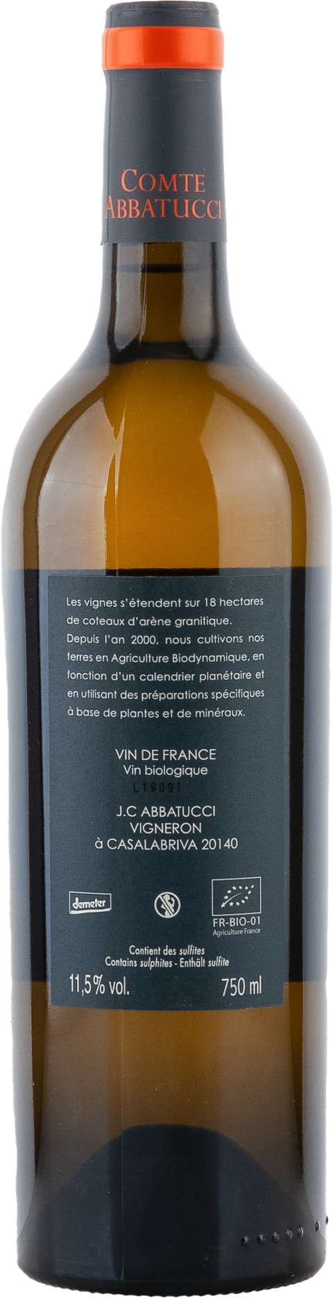 Abbatucci Alte Rosso Blanc VdF 2019 BIO Rücketikett