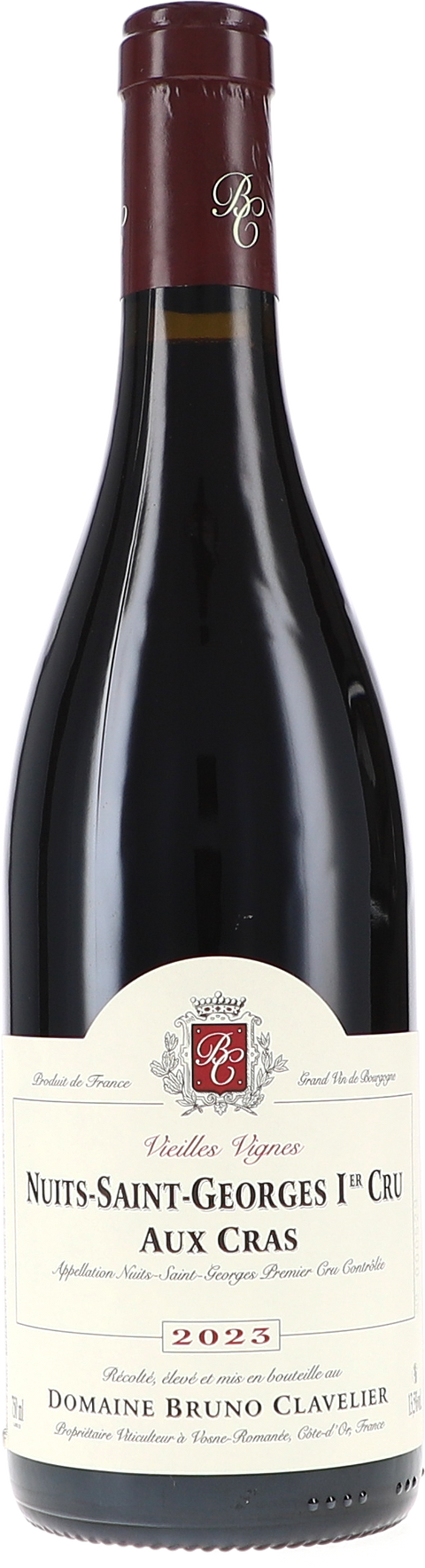 Bruno Clavelier Nuits-Saint-Georges 1er Cru "Aux Cras" Vieilles Vignes AOC 2023 BIO