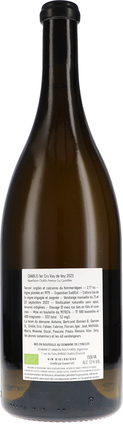 de l'Enclos Chablis 1er Cru Vau de Vey AOC 2023 1,5L BIO