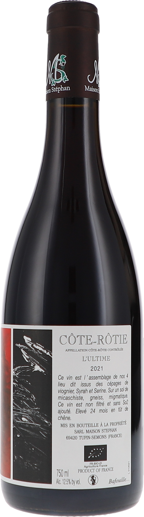 Maison Stephan Côte Rôtie "L'Ultime" AOC 2021 BIO Rücketikett