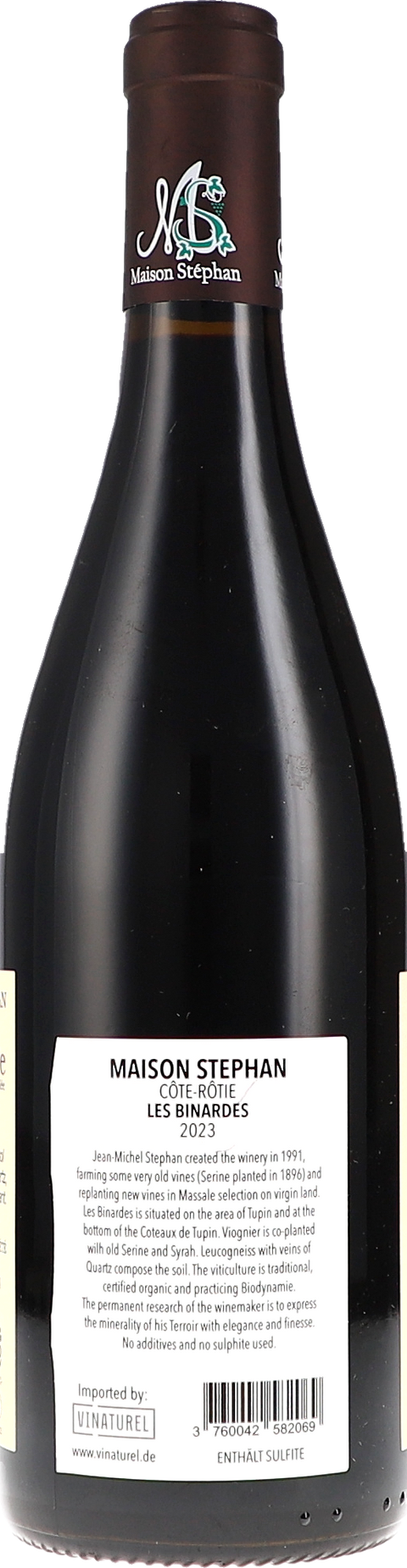 Maison Stephan Côte Rôtie "Les Binardes" AOC 2023 BIO Rücketikett