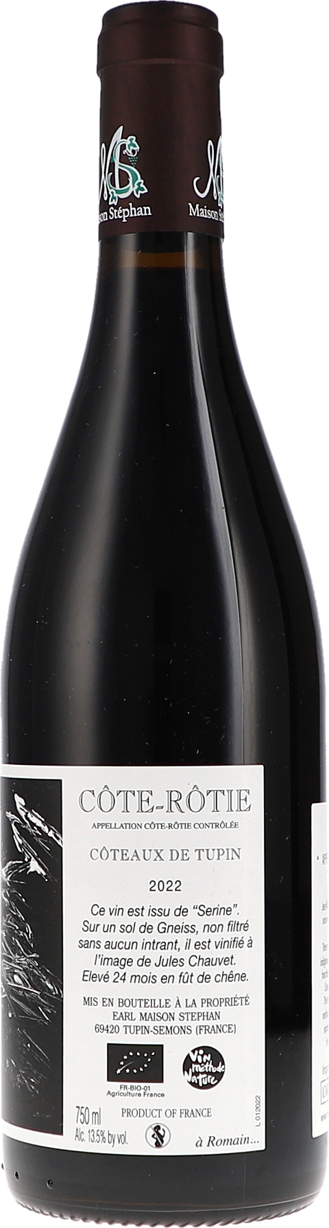 Maison Stephan Côte Rôtie "Côteaux de Tupin" AOC 2022 BIO Rücketikett