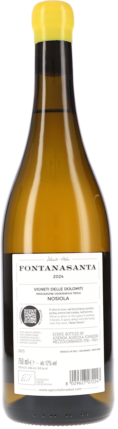 Foradori Fontanasanta Nosiola Vigneti delle Dolomiti IGT 2024 BIO Rücketikett