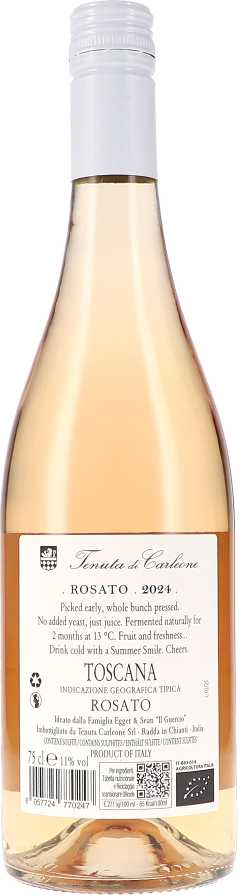 Tenuta di Carleone Rosato IGT 2024 BIO Rücketikett
