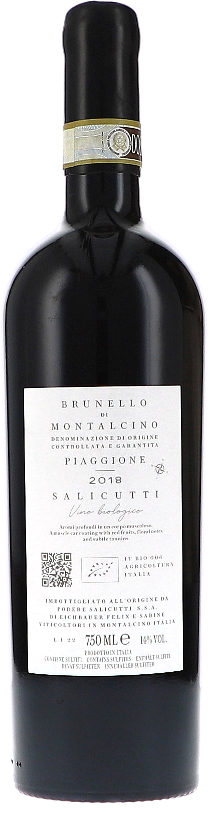 Salicutti Brunello di Montalcino DOCG Piaggione 2018 BIO